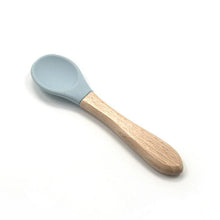 将图片加载到图库查看器,2PCS Bamboo Training Spoons Organic Soft Baby Feeding Silicone Tip Spoon Scoop Easy Grip Handle Toddlers Infant Gifts For Parents And Baby Boys Or Girls