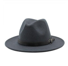 Load image into Gallery viewer, Vintage Winter Autumn Woolen Women Men Belt Buckle Fedora Hat Classic Wide Brim Floppy Hat Retro Warm Top Hat Vintage Cap Women Fedoras Durable Hat
