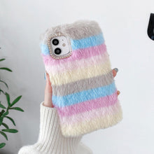 Load image into Gallery viewer, Fashion Lady Gift Case for iPhone 14 13 12 XS Max XR X 11 Pro Max SE Furry fluffy Warm Cover for iPhone 6 7 8 Plus Phone Case Fashion Fluffy Fur Protective Back Cover
