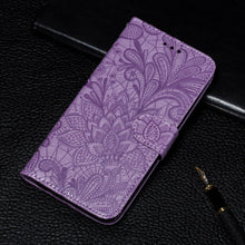 Load image into Gallery viewer, Lace Flower Leather Wallet Case For Xiaomi Redmi Note 11 10 Pro 7 6 8 8t Redmi 10c 10a A1 9t 7a 8a 9c 9a Case Mi A3 A2 Lite 9 Phone Case Premium Pu Leather Flip Cover With Card Holder Feature Protective Cover
