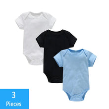 Load image into Gallery viewer, 3PCS Baby Bodysuit Set (0–12M) – Soft Cotton Solid Color Summer Rompers for Boys & Girls