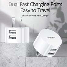 Load image into Gallery viewer, White Fast Charging 2.1A 2 Port EU/UK/US Plug Wall Charger Mobile Round Phone Chargers