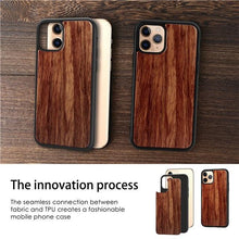 Load image into Gallery viewer, Vintage Wooded Back Case For iPhone 14 13 Mini 12 SE XR X S Max 8 7 Plus Genuine Bamboo Wooden Hard Phone case iPhone 11 Pro Max Strong Hard Protective Case For iPhone