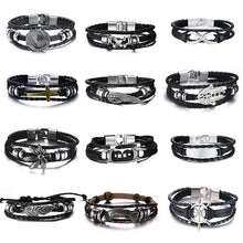 Load image into Gallery viewer, Lucky Vintage Men's Leather Bracelet Playing Cards Charm Multilayer Braided Men and Women Gift