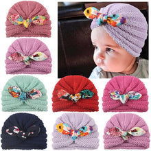 将图片加载到图库查看器,New Handmade Cotton Girl Hat Autumn Winter Baby Boy Girl Hat Colorful Bow Elastic Cute Baby Turban In Elegant Design
