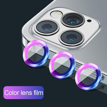 Load image into Gallery viewer, High quality For iPhone 12 Pro Max Metal Ring Tempered Glass Full Cover Camera Lens For iPhone 13 14 Pro Max Mini Protective Cap Camera Lens Protector Compatible with iPhone