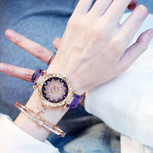将图片加载到图库查看器,Women Elegant Popular Watch Set Starry Sky Ladies Bracelet Watch Casual Leather Sports Quartz Wristwatch For Women and Girls