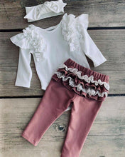Load image into Gallery viewer, 3PCS/SET Toddler Baby Girl Clothes Romper Top Ruffle Pants Trousers Outfit Autumn Winter Season Styoe For Girls Baby Kids
