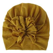 Load image into Gallery viewer, Handmade Pleated Flower Babies' Knitted Cotton Cloth Turban For Baby Girls In Elegant Style