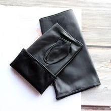 将图片加载到图库查看器,Long Sheepskin Half Finger Gloves Women's Leather Car Driving Men's Outdoor Motorcycle Riding Fingerless Sun Protection