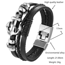 将图片加载到图库查看器,Trendy Modern Jewelry Leather Bracelet Men Braided Multilayer Anchor Bracelets Ladies Rope Chain for Male Jewelry Classic Style