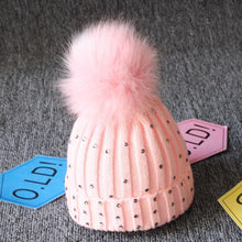 将图片加载到图库查看器,Fashion TrendBaby Girls Lovely Winter Warm Fur kintted Pompom Beanies Cap For Winter In Elegant Style