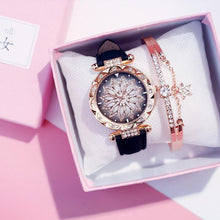 将图片加载到图库查看器,Women Elegant Popular Watch Set Starry Sky Ladies Bracelet Watch Casual Leather Sports Quartz Wristwatch For Women and Girls
