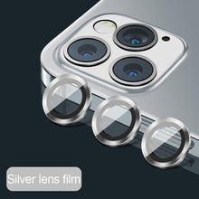 Load image into Gallery viewer, High quality For iPhone 12 Pro Max Metal Ring Tempered Glass Full Cover Camera Lens For iPhone 13 14 Pro Max Mini Protective Cap Camera Lens Protector Compatible with iPhone