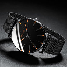 将图片加载到图库查看器,Minimalist Men's Fashion Ultra Thin Watch Simple Men Business Stainless Steel Mesh Belt Quartz Watch Relogio Masculino