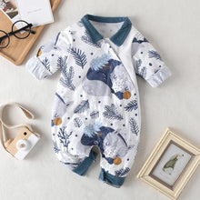 Load image into Gallery viewer, Long Sleeve Cartoon Star Print Romper Infant Elephant Pattern Jumpsuit Keep Warm Clothes For Girls And Boys Kids