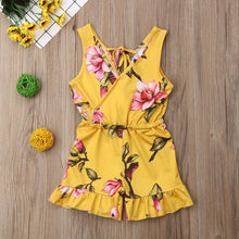 将图片加载到图库查看器,Modern Luxury Girl Clothes Kids Baby Girls Floral Jumpsuit Sleeveless Romper Clothes Outfits Set Dress For Girls In Floral Modern Summer Design