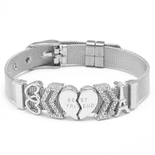 将图片加载到图库查看器,Fashion Stainless Steel Woman and Men Bracelet Mesh Bracelet Set Crystal Heart Anchor Charm Fine Bracelet Bangle For Female Lover