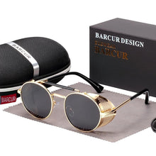 将图片加载到图库查看器,Luxury Round Metal Polarized Steampunk Round Sunglasses Retro sun glasses Glasses Vintage Style For Men and Women With UV400 Protection