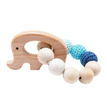 Load image into Gallery viewer, Wooden Teether Hedgehog Crochet Beads Wood Crafts Ring Engraved Bead Baby Teether Wooden Toys For Kids Rattle