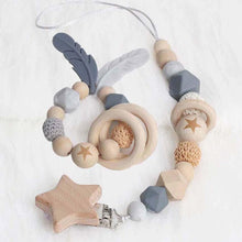 将图片加载到图库查看器,Modern Wood Pacifier Clip Chain Holder Nipples Pacifier Clips Pacifier Teether Teething Toy Cartoo Wooden Bracket For Pacifier For Kids