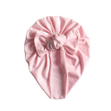 Load image into Gallery viewer, Handamde Elegant Baby Hats for Girls Big Bow Turban Hat Newborn Baby Beanie Cap Solid Color Style