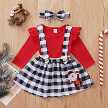 将图片加载到图库查看器,Cute Outfits Autumn Winter Plaid Suspender Christmas Dress Clothing Kids Girls Skirts
