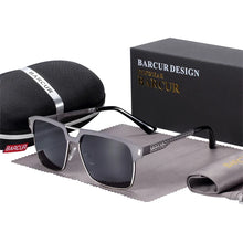 Load image into Gallery viewer, BARCUR Polarized Men’s Sunglasses – Fashionable Square Stainless Steel Frame UV400 Protection Anti-Reflective Outdoor Sports & Driving Eyewear – Original Design Casual Style with Premium Polycarbonate Lenses
