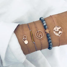 Load image into Gallery viewer, Fashion Bohemia Leaf Round Knot Cuff Bangle Gold Chain Charm Bracelet for Women Simple Geometric Bracelets Luxury Jewelry