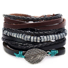 将图片加载到图库查看器,BOHO Tibet Stone Feather Multilayer Leather Bracelet Eye Fish Charms Beads Bracelets For Men Vintage Punk Wrap Wristband Cool Jewelry