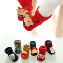 Load image into Gallery viewer, Luxury Modern Christmass Children's Socks With Doll Baby Keep Warm Elk Non-Slip Socks Newborn For Infant Toddler Kids
