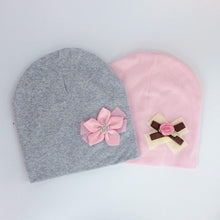 Load image into Gallery viewer, Modern Elegant Baby Girl Hat Cap With Bow and Dots Cotton Flower Beanie for Girls Butterfly Knot