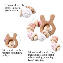 Load image into Gallery viewer, Wooden Teether Hedgehog Crochet Beads Wood Crafts Ring Engraved Bead Baby Teether Wooden Toys For Kids Rattle