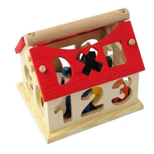 将图片加载到图库查看器,Children's Colour Wooden House With Shape Children Early Educational Model Assembling Blocks Develop Intelligence Game Toy