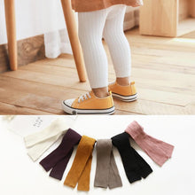 将图片加载到图库查看器,Baby Girl Stretch Leggings Pants Spring and Autumn Toddler Child Knitting Trousers Pink Yellow Color