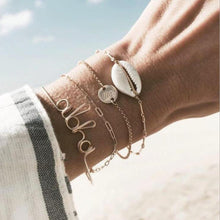 Load image into Gallery viewer, Fashion Bohemia Leaf Round Knot Cuff Bangle Gold Chain Charm Bracelet for Women Simple Geometric Bracelets Luxury Jewelry