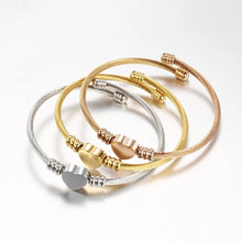 Load image into Gallery viewer, Fashion 3Colors Jewelry Women's Bijoux Bangles Stainless Steel Twisted Cable Wire Heart Charm Bracelet Bangle For Gift Design