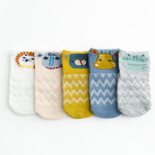 Load image into Gallery viewer, 5 Pairs Thin Combed Cotton Cute Animal Baby Socks Mesh Short Socks For Newborns Boys & Girls