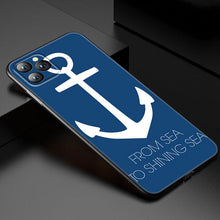 将图片加载到图库查看器,Anchor Boat Ship Wheel Phone Case For iPhone 13 12 Mini 11 Pro XS Max XR X 8 7 6S 6 Plus 5S 5 SE 2020 Black Cover Custom Anchor Hard Back Cover Case