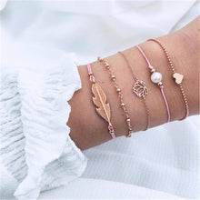 Load image into Gallery viewer, Fashion Bohemia Leaf Round Knot Cuff Bangle Gold Chain Charm Bracelet for Women Simple Geometric Bracelets Luxury Jewelry