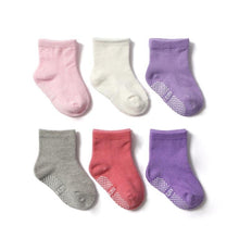 将图片加载到图库查看器,6 Pairs Cotton Baby 's Non-slip Boat Low Cut Floor Socks With Rubber Grips For Boys & Girls Sock