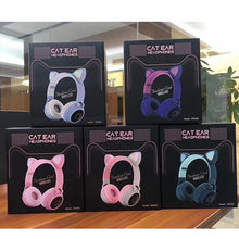 Load image into Gallery viewer, STEVVEX New Luxury Interesting LED Cat Ear Noise Cancelling Headphones Bluetooth 5.0 For Young People and Kids Headset Support TF Card 3.5mm Plug With Mic