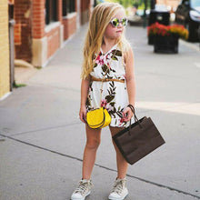 将图片加载到图库查看器,Modern Luxury Girl Clothes Kids Baby Girls Floral Jumpsuit Sleeveless Romper Clothes Outfits Set Dress For Girls In Floral Modern Summer Design