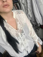 Load image into Gallery viewer, BOHO INSPIRED blouse white cotton lace floral embroidery women's shirt loose boho style v-neck long sleeve tunic sexy tops