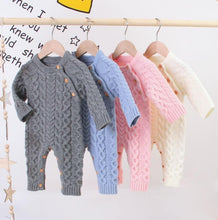将图片加载到图库查看器,Handmade Knitted Baby Clothes Long Sleeve Newborn Baby Romper Winter Spring Baby Girl Romper Jumpsuit For Boys and Girls