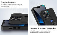 将图片加载到图库查看器,Slide Camera Cover Kickstand Card Wallet Case for iPhone11 X XS 8 Shockproof Protective Phone Case Wallet Case for iPhone With Sliding Camera Case With Kickstand Magnetic Adjustable Ring Holder