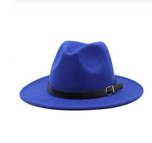 Load image into Gallery viewer, Vintage Winter Autumn Woolen Women Men Belt Buckle Fedora Hat Classic Wide Brim Floppy Hat Retro Warm Top Hat Vintage Cap Women Fedoras Durable Hat