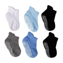 将图片加载到图库查看器,6 Pairs Cotton Baby 's Non-slip Boat Low Cut Floor Socks With Rubber Grips For Boys & Girls Sock