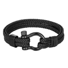 Load image into Gallery viewer, New Fashion Stainless Steel Bracelet Men Punk Genuine Leather Bracelets & Bangles Charm Jewelry Anchor Style