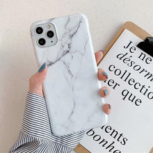 Load image into Gallery viewer, White Gray Marble Slim Soft Clear Bumper Full-Body Protective Phone Case Cover Glossy Marble Texture Cover for iPhone 11 14 Pro Max 14Plus 12 13 Mini X XR XS Max Soft Back Case